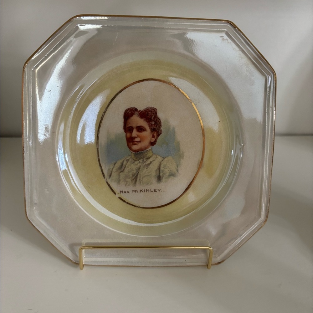Vintage Ms.McKinnley Souvenir Decorative Plate with Portrait